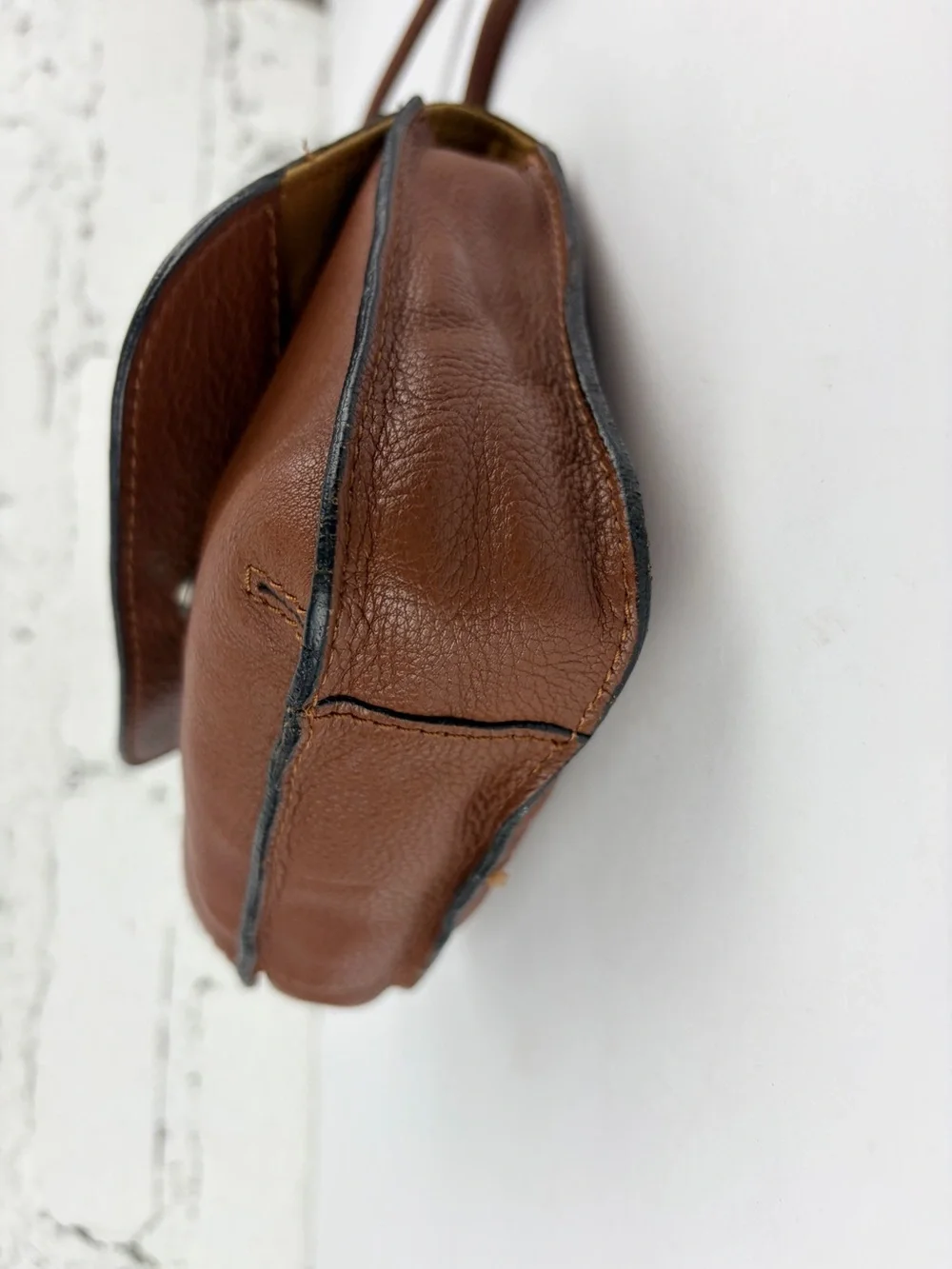 Fossil Brown Leather Mini Beaded Flap Crossbody Shoulder Bag VTG